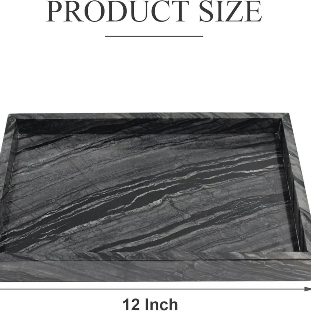 Natural Marble Tray for Bathroom, Genuine Ancient Wood Grain Marble Vanity Tray,